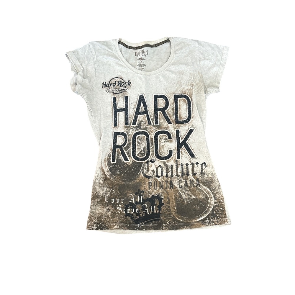 Hard Rock Couture Punta Cana Graphic Tee Grey Brown Juniors Fit Medium M‎